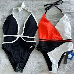 NWT Italian Swimsuit Bundle: Two Size 6 Free Society One-Pieces!